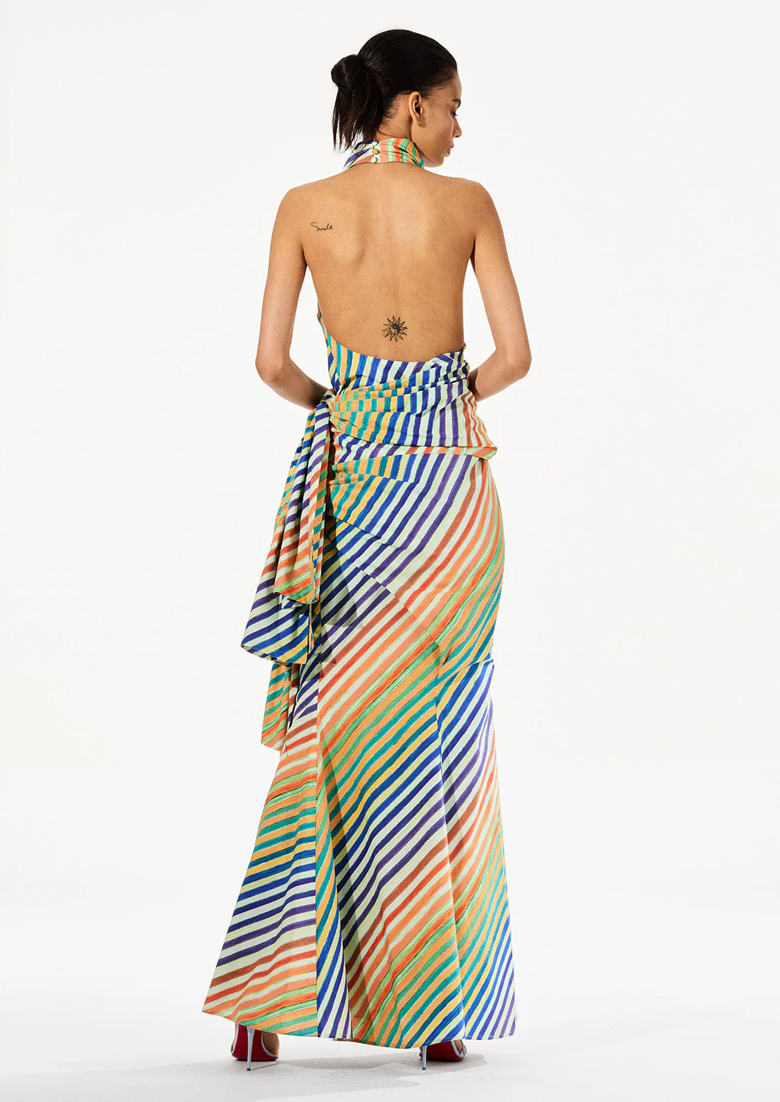 BIAS CRAYON STRIPE SARONG BLOUSE - Image 3