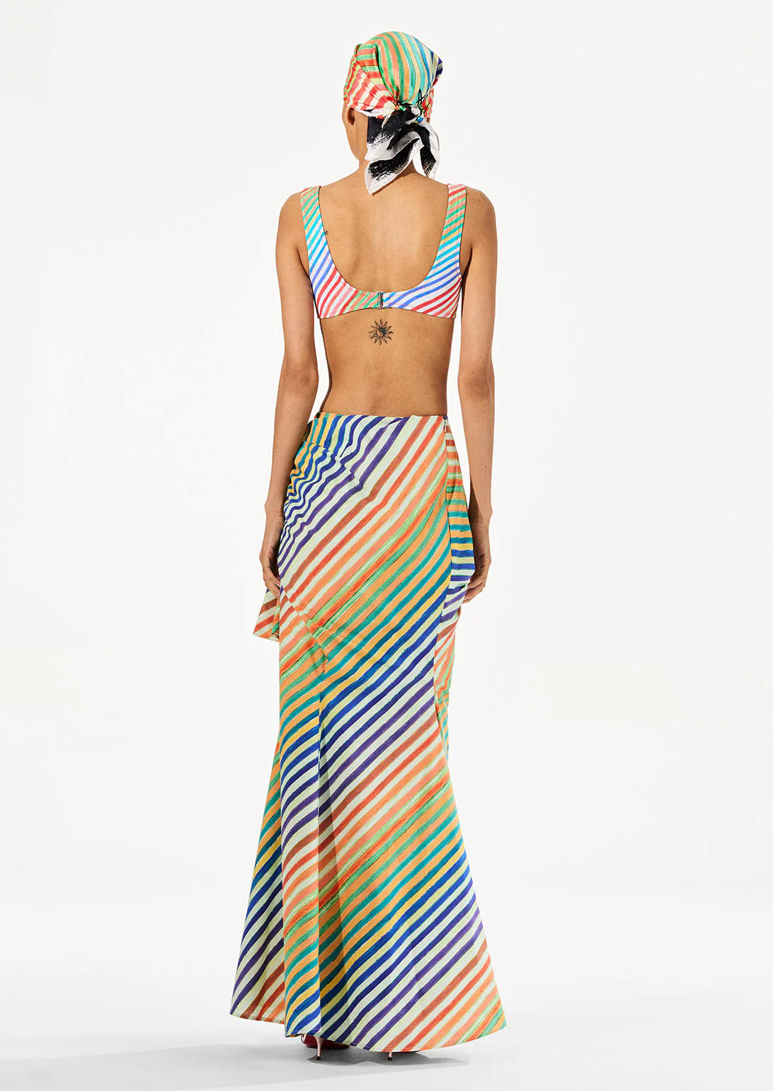 BIAS CRAYON STRIPE SARONG SKIRT - Image 3