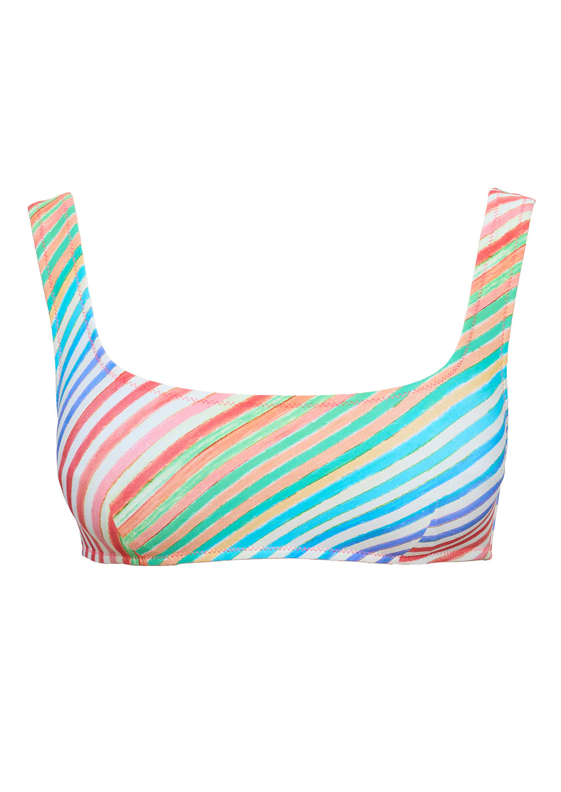 BIAS CRAYON STRIPE SQUARE NECK BIKINI TOP - Image 3