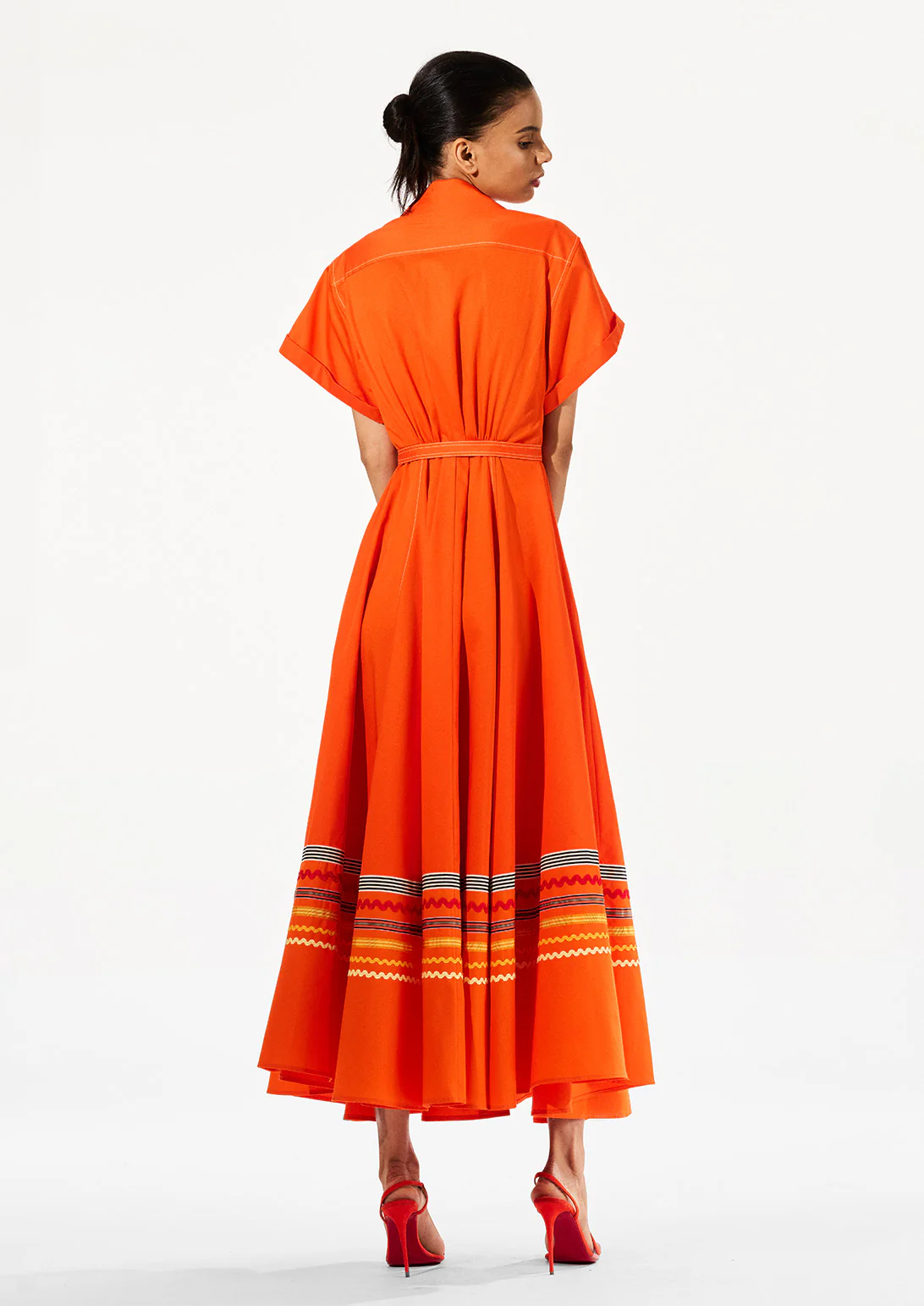 EMBROIDERED SHORT SLEEVE A-LINE SHIRTDRESS - Image 3